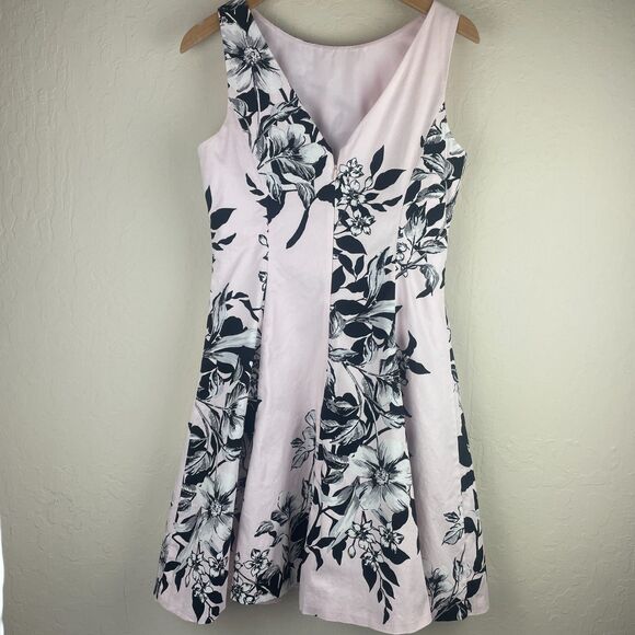 ~ 10 Lauren Ralph Lauren Dress Pink Cocktail A-line Sleeveless Floral Knee Midi - Picture 4 of 16